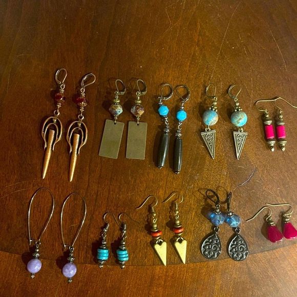 Earring Lot 10 Pair Hand Crafted Artisan Earrings Bohemian Earrings NEW # 189 - Picture 1 of 6